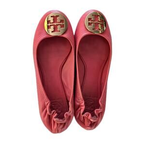 Tory‎ burch Minnie Travel Ballet Flat PINK Size 8 Womens Classic